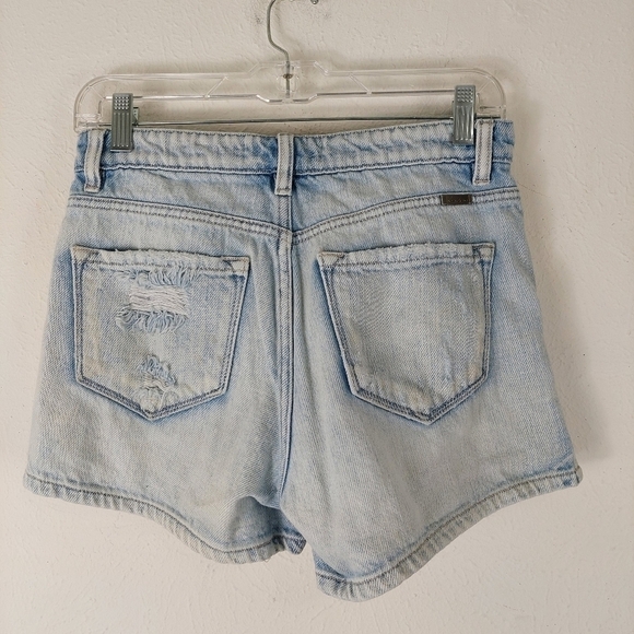Kancan Deconstructed Distressed Jean Shorts Size S High Rise Light Wash - Picture 8 of 9